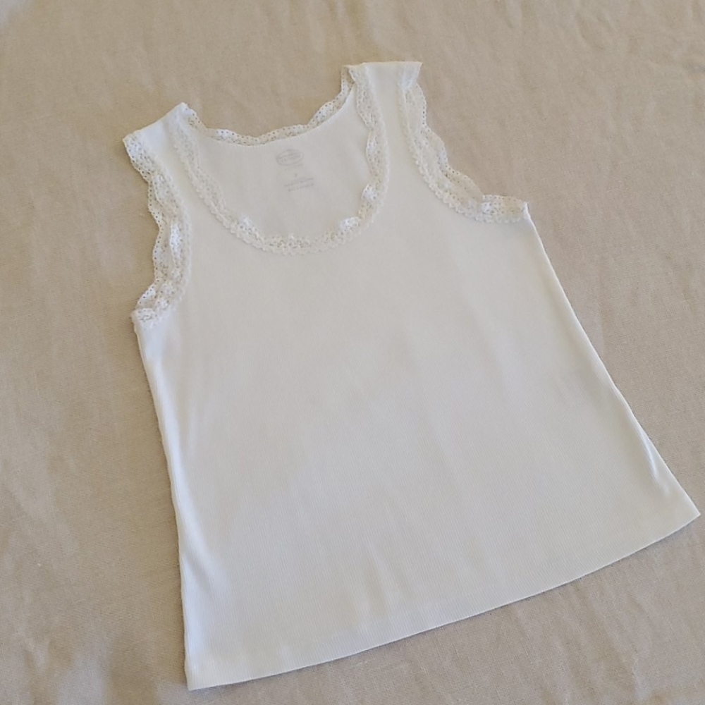 Talbots sleeveless top with lace details